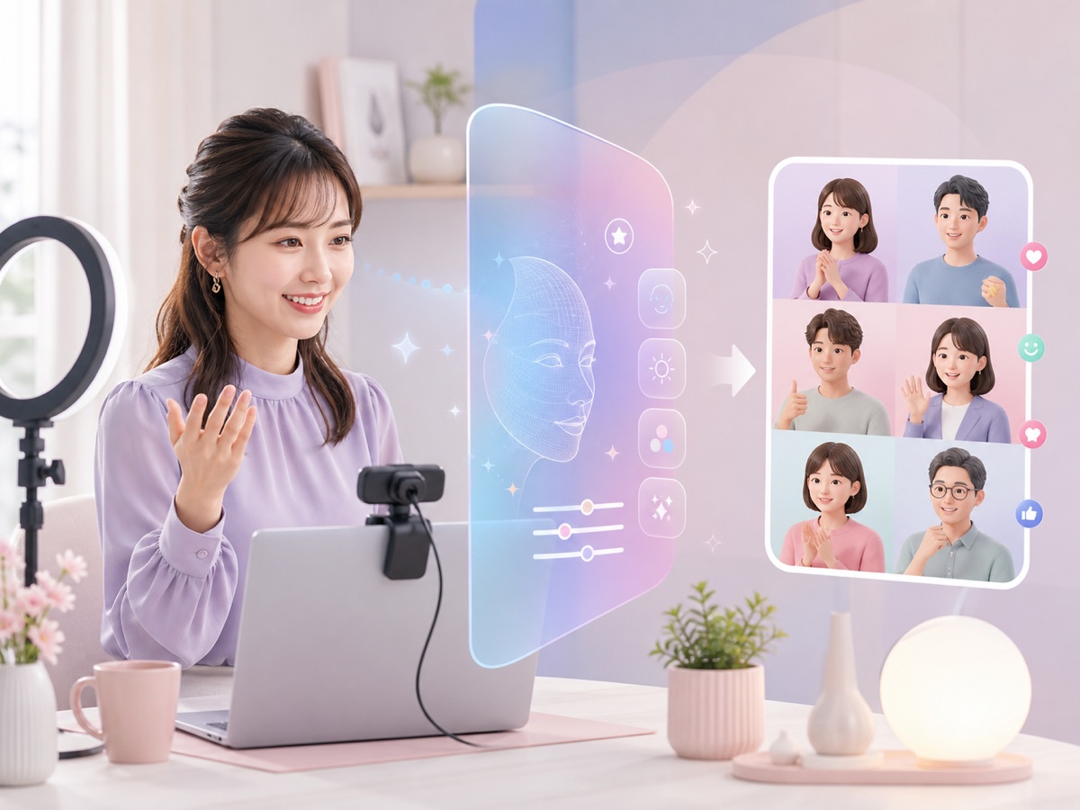 カメラ映像をAIで加工して視聴者へ配信する流れのイメージ